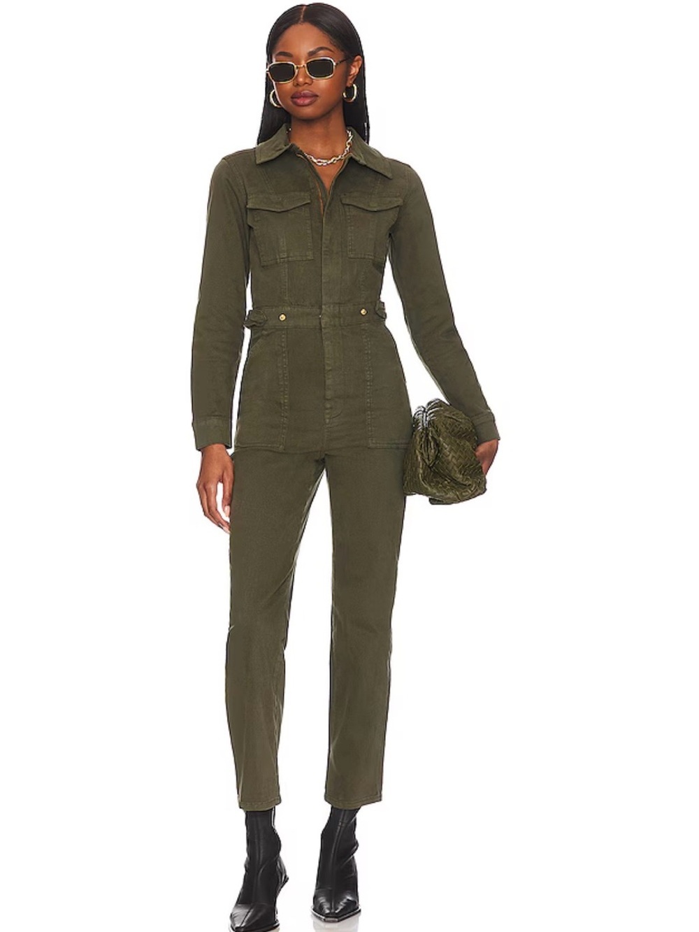 Good American fit for success jumpsuit in fern green size 1 small